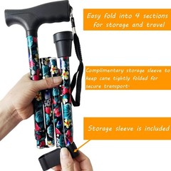 250 Pounds Walking Cane Printed Folding Cane, Adjustable Walking Cane for Women,