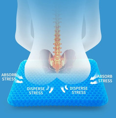 Double Thick Gel Seat Cushion 2.5 cm with Non-Slip Cover Breathable Comfort