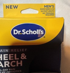 Dr. Scholl’s Heel & Arch Pain Relief Orthotic Insoles 3/4 Length Men 8-12