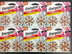 Six 12-packs ENERGIZER 312 1.45V Hearing Aid Battery Exp 12/2029 – 72 Batteries