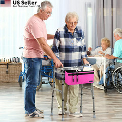 ZHCHG Walker Basket for Seniors, Accessories, Folding Bag pink