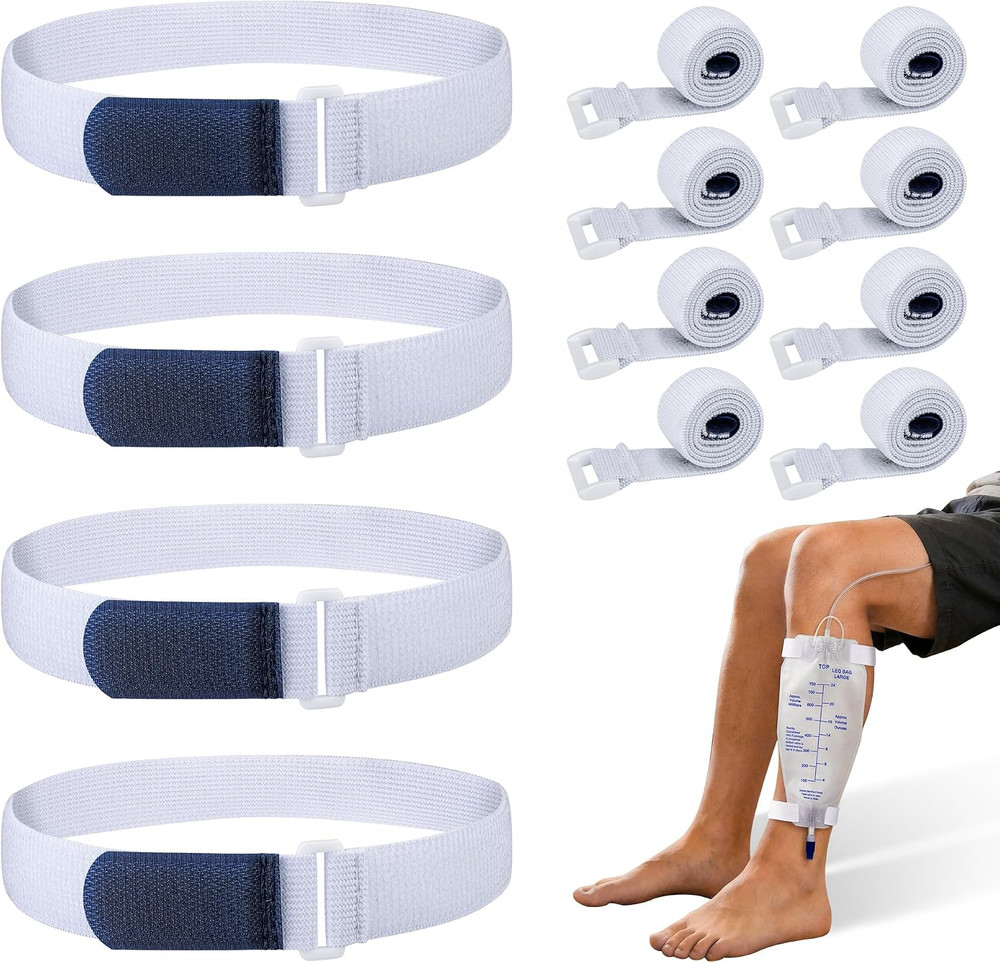 8 PCS Adjustable Leg Bag Straps, Urine Drainage Bag Strap, Catheter Leg Bag Stra
