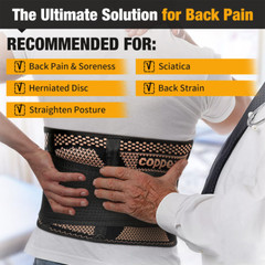 Copper Lumbar Waist Support Brace Belt Lower Back Pain Relief for Men Women