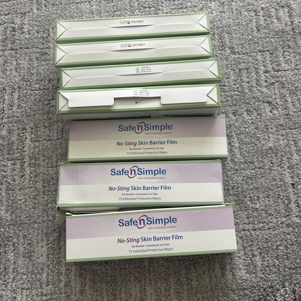 Safe And Simple No Sting Skin Barrier Film Wipes 2×2 Exp 22 (7 Boxes Of 75= 575)