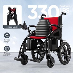 2024 All Terrain Electric Wheelchair Heavy Duty Foldable Mobility Wheelchair Red