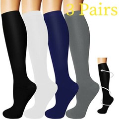 3Pair Full Toe Compression Socks for Men 15-20mmHg Wide Calf Diabetic Socks S-XL