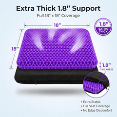 Extra Thick Large Pure Gel Seat Cushion for Long Sitting, Breathable Comfort Cus
