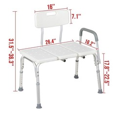 Adjustable Shower Chair Bath Seat Tub Transfer Bench with Armrest and Back