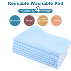6x Reusable Washable Incontinence Pad – Blue/White, 45x60cm