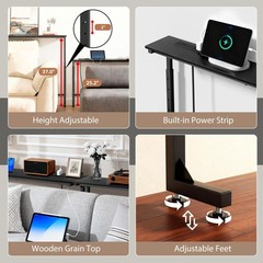 Keelian 39 inch Narrow Console Table with Outlet,Adjustable Height(25″-37″) Behi