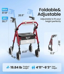 Walkers for Seniors, Z11 Rollator Walker with Seat, Max 380 Lbs, Avant Walkers w