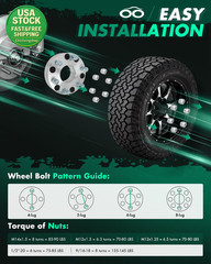 2 Inch 5X4.5 to 6X5.5 Wheel Adapters 74Mm Bore 12X1.5 Studs 2Pcs Set