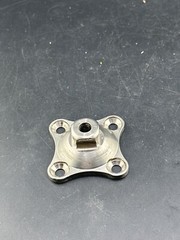 Prosthetic component adapter part. Bulldog prosthetic 4 hole pyramid