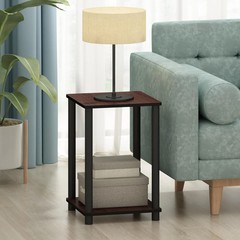 3-Tier Corner Shelf End Table Turn-N-Tube Storage Rack Set of 2Dark Cherry Black