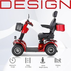 4 Wheel 500W Mobility Scooters 48V 20Ah 31 miles10mph 330lbs for Adult Senior