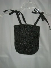 Quilted Lined Black Floral Fabric Bag with Ties 8.5” by 9” for Walker Wheelchair