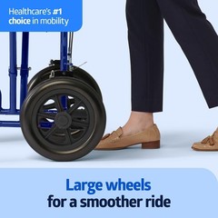 Econo Home Lightweight Foldable Transport Wheelchair w/Handbrakes Blue