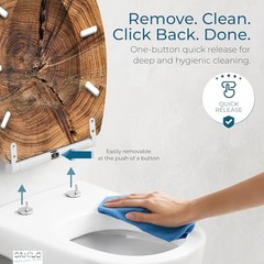 Elongated Wooden Toilet Seat with Quick Release & Soft Close – Old Tree Design