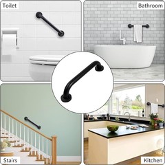 Powder Coated Black Grab Bar – 12“ Wall Handrail for Indoor & Outdoor Safety