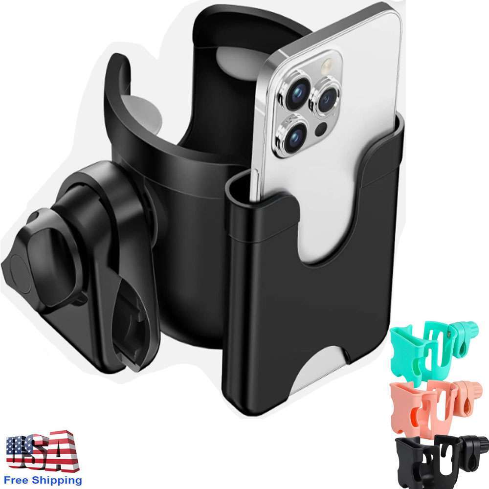Universal Cup Bottle Phone Holder For Wheelchair Stroller Walker Bike Scooter US