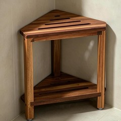 Corner Shower Stool with Storage Shelf Shower Foot Rest for Shaving Legs Smal…