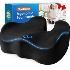 BlissTrends Extra Thick Seat Cushion for Office Chair & Car Seat, Black