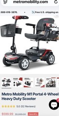 Metro Mobility M1 LITE Folding Mobility Scooter – Red