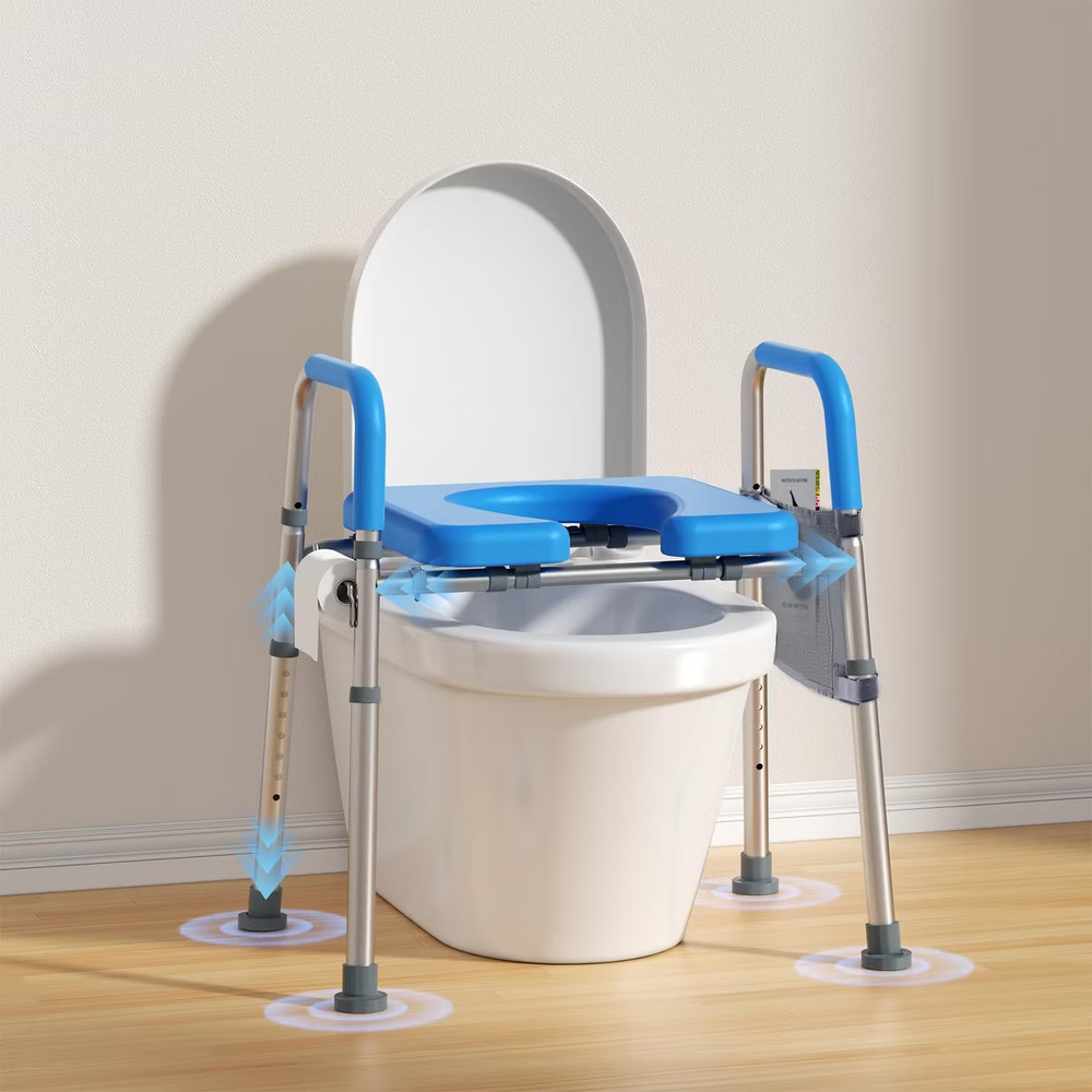 WHLICKS Raised Toilet Seat with Handles Width & Height Adjustable Toilet (180)
