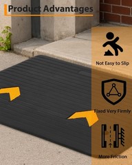 2 Packs Threshold Ramp Door Ramp 4″ Rise Rubber Curb Ramp 33000lbs Capacity