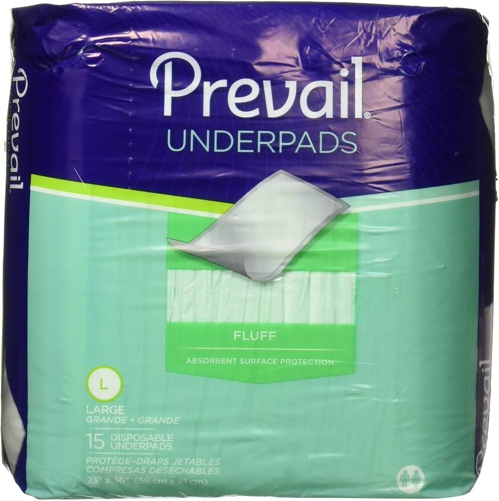 Prevail Fluff Large Disposable Underpads ~ 15 Count Pack