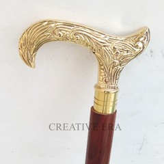 Vintage Derby Brass Handle Cane Wood Walking Stick Cane 37″ Solid Handmade Gift