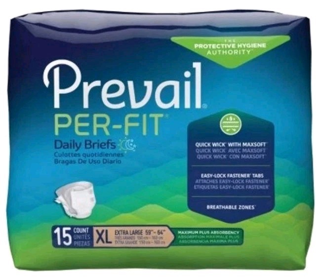 Prevail XL 59″-64″ Maximum Absorbency Unisex Adult Brief Count of 15 X-Large