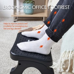 Ergonomic Under Desk Footrest Massage Rollers Leg Rest Pain Relief Non Slip Stoo