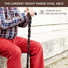 Handcrafted Wood Walking Cane – Lightweight 37.4″ Senior Disability Aid