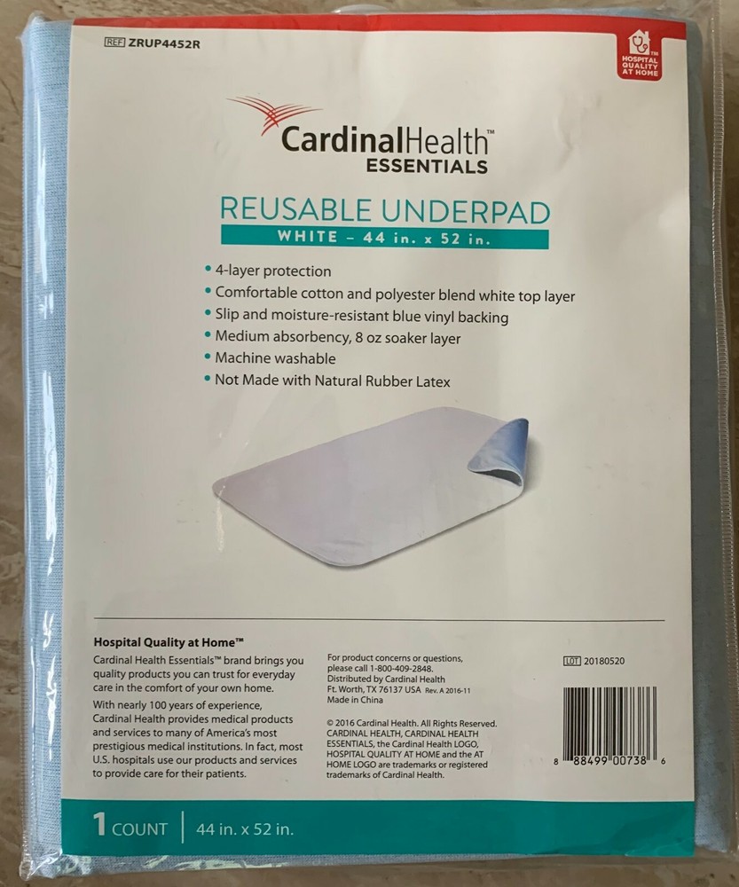 Cardinal Health Essentials Reusable Underpad, 44 x 52in – 1 Count