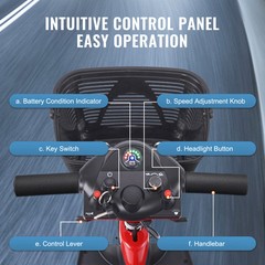 VEVOR 3-Wheel Folding Mobility Scooter for Seniors 12 Mile Range 265LBS Capacity