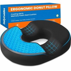 Donut Pillow for Tailbone Pain, Hemorrhoids – Cooling Gel Memory Foam Chair Seat