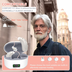 New BTE invisible hearing aid, 6 volume levels, 2 noise reduction modes