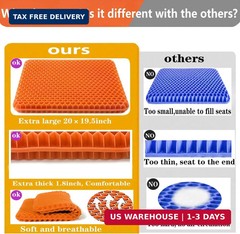 Plus Size Gel Seat Cushion for Long Sitting, Extra Large and Thick, Seat Cushion