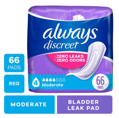 Always Discreet Adult Incontinence Pads for Women, Moderate Absorbency, Regular