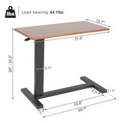 Adjustable Overbed Table Hospital Bed Table Laptop Desk Wheels Food Tray Stand
