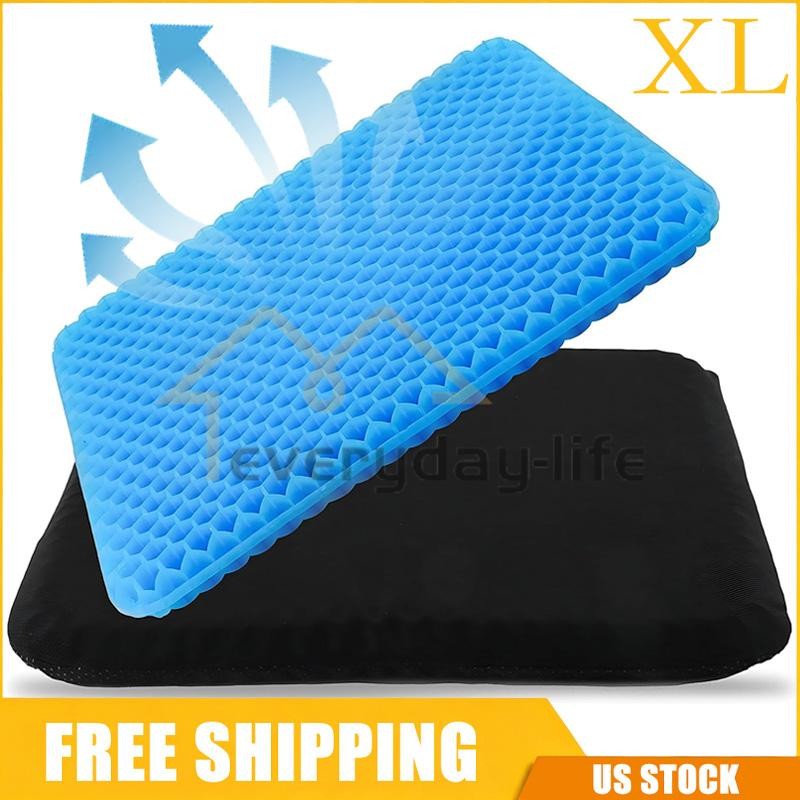 Gel Seat Cushion for Long Sitting, Ergonomic Cooling Pad, Non-Slip Cover-XXLarge