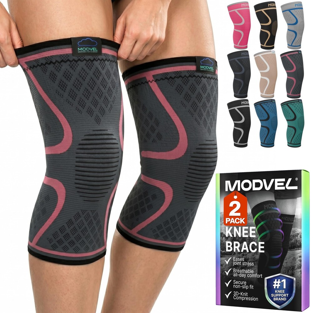 Modvel 2 Pack Knee Brace Compression Sleeve for Men & Women