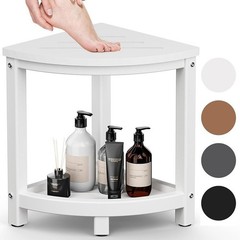 Corner Shower Bench HDPE Waterproof Double Layer Adjustable Feet Versatile Stool
