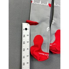 2 pairs Grey Heartbeat EKG Compression Socks Red Hearts Knee High USA Size SM/MD