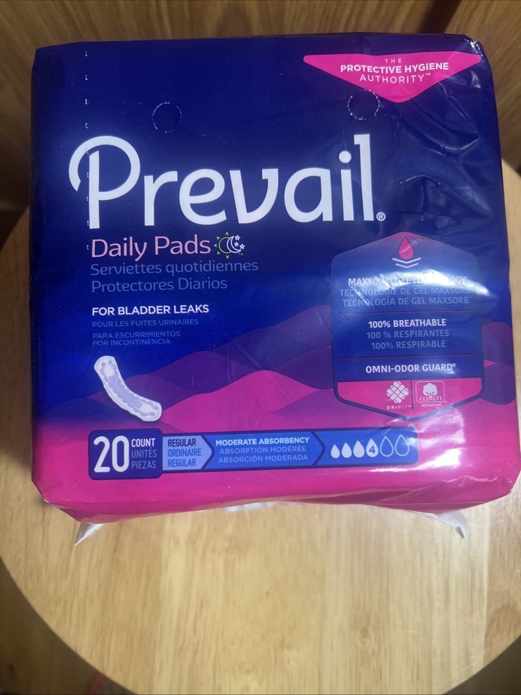 Prevail Daily Pads Designed for Moderate Absorbency Bladder Leakage 20 Count NEW