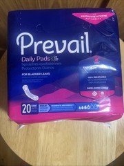 Prevail Daily Pads Designed for Moderate Absorbency Bladder Leakage 20 Count NEW