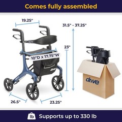 Drive Medical AeroWalk Ultra-Lite Rollator, White. Only 6.9Kg