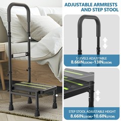 Step Stool with Handle for Elderly Adults, Adjustable Handrail & Leg, Sensor …