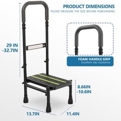 Step Stool with Handle for Elderly Adults, Adjustable Handrail & Leg, Sensor …